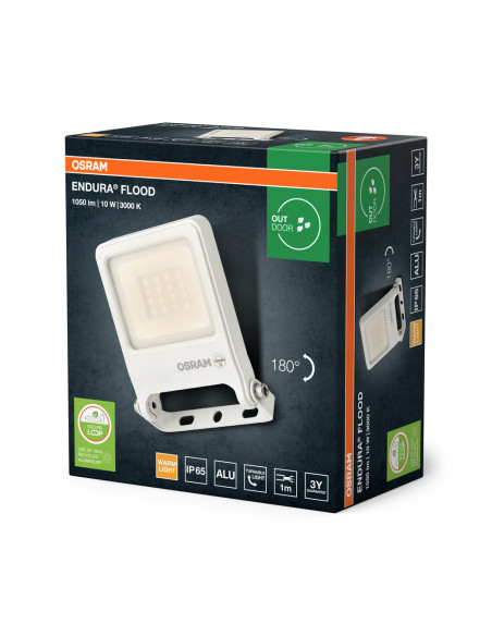NAŚWIETLACZ ENDURA FLOOD 10W 3000K ciepła biała 1050LM PCR WT 
