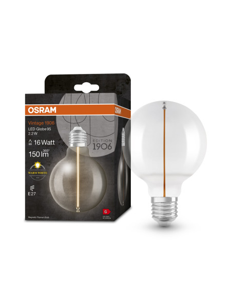 ŻARÓWKA LED 1906 VINTAGE LED MAGNETIC GLOBE95 CLEAR16 FIL 2.2W 2700K 150LM E27 