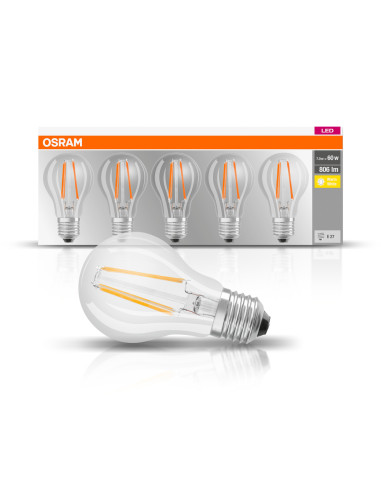 ŻARÓWKA LED 5-PAK LED BASE CLA60 6.5W 2700K ciepła biała E27 FIL FS5 