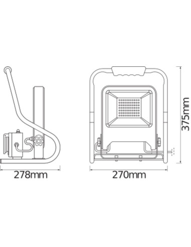 NAŚWIETLACZ LED WORKLIGHT 50W 4000K neutralna biała 4500LM R-STAND SOCKET PRZENOŚNY Z GNIAZDEM 