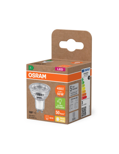 ŻARÓWKA LED REFLEKTOR GU10 2,5W odpowiednik 50W 100° 2700K ciepła biała 450LM EE KLASA A 