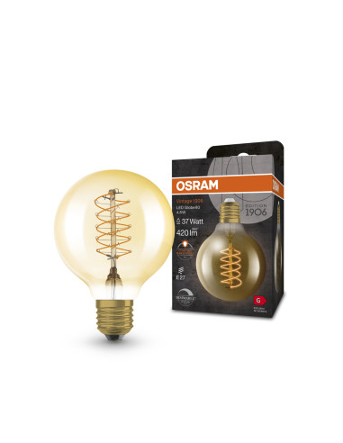 ŻARÓWKA LED 1906 VINTAGE LED GLOBE80 DIM GOLD37 4,8W/822 SFIL 420LM E27 