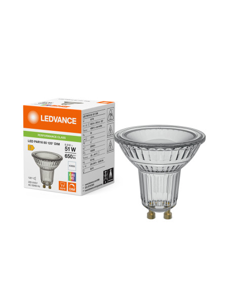 ŻARÓWKA LED P SPOT PAR16 GL 80 51 120° DIM 6,9W 4000K neutralna biała CRI90 GU10 650LM  