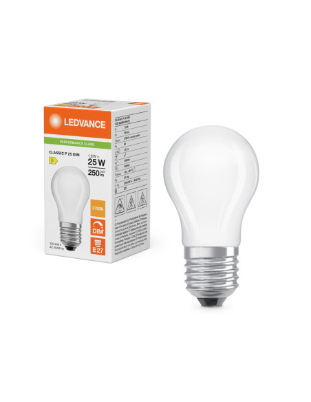 ŻARÓWKA LED P CLP25 DIM 1,8W 2700K ciepła biała E27 FIL FR 250LM 
