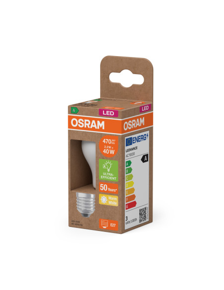 ŻARÓWKA LED ENERGY CLASS CLP40 2,2W 2700K ciepła biała E27 470LM GL FR EE  KLASA A 
