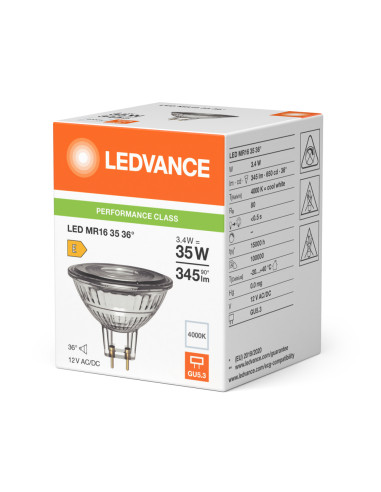 ŻARÓWKA LED P SPOT MR16 GL 35 36° 3,4W 4000K neutralna biała GU5.3 12V 345LM 
