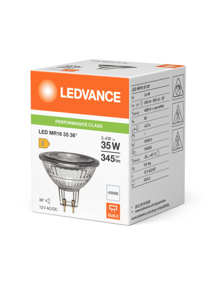 ŻARÓWKA LED P SPOT MR16 GL 35 36° 3,4W 4000K neutralna biała GU5.3 12V 345LM 
