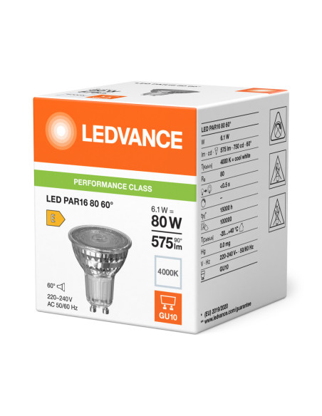 ŻARÓWKA LED P SPOT PAR16 GL 80 60° 6,1W 4000K neutralna biała GU10 575LM 
