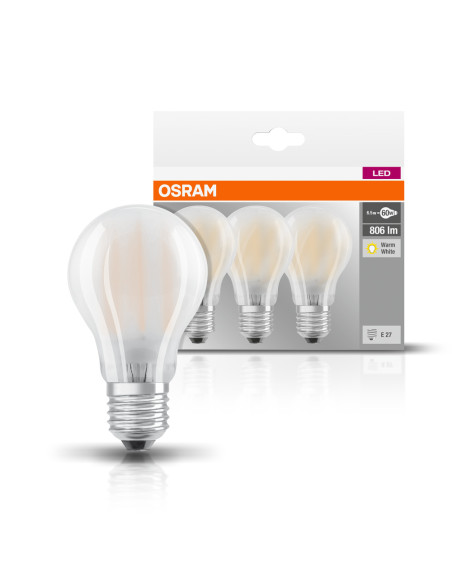 ŻARÓWKA LED 3-PAK LED BASE CLA60 7W 2700K ciepła biała E27 GL FR FS3 