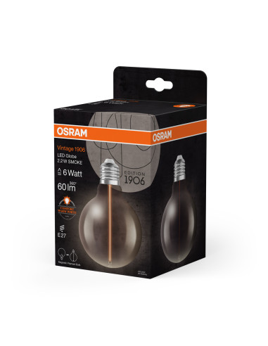 ŻARÓWKA LED 1906 VINTAGE LED MAGNETIC GLOBE95 SMOKE6 FIL 2.2W 1800K 60LM E27 