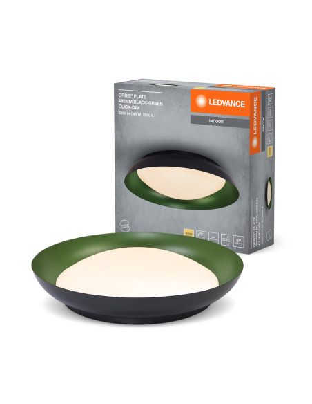 PLAFON LED ORBIS PLATE 480MM 45W 3000K ciepła biała CLICK DIM BLACK AND GREEN 