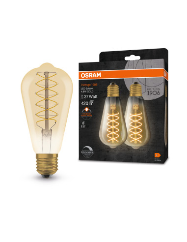 ŻARÓWKA LED 2-PAK 1906 VINTAGE LED EDISON GOLD37 DIM 4,8W/2200K 420LM E27 SFIL 