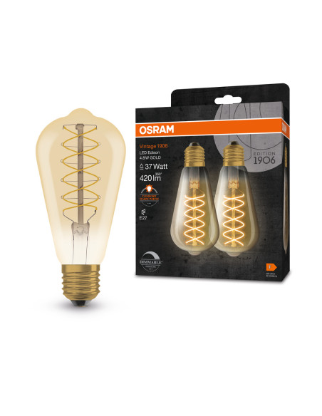 ŻARÓWKA LED 2-PAK 1906 VINTAGE LED EDISON GOLD37 DIM 4,8W/2200K 420LM E27 SFIL 