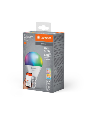 ŻARÓWKA LED SMART+ WIFI P40 RGBW 4,9W FR E14 