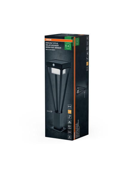 SŁUPEK OGRODOWY SOLAR ENDURA STYLE BOUQUET 50CM SENSOR 6W 3000K ciepła biała 550LM BK
