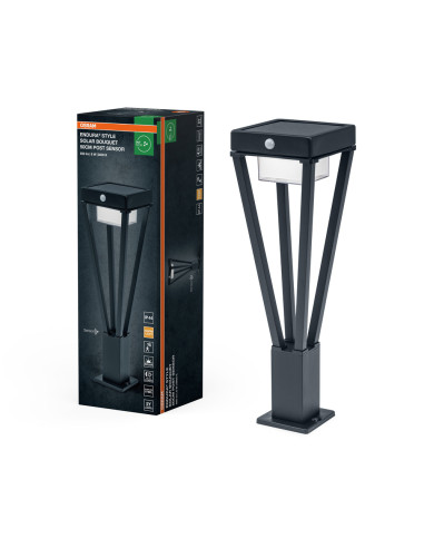 SŁUPEK OGRODOWY SOLAR ENDURA STYLE BOUQUET 50CM SENSOR 6W 3000K ciepła biała 550LM BK