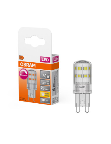 ŻARÓWKA LED PIN30 DIM CL 3W 2700K ciepła biała 320LM 230V G9  
