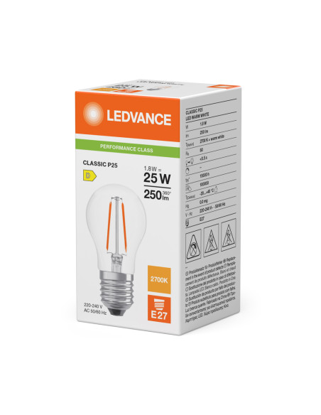 ŻARÓWKA LED P CLP25 1,8W 2700K ciepła biała E27 FIL CL 250LM  
