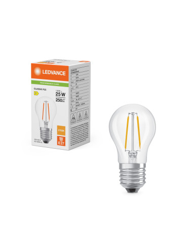ŻARÓWKA LED P CLP25 1,8W 2700K ciepła biała E27 FIL CL 250LM  
