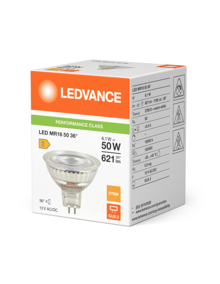 ŻARÓWKA LED P SPOT MR16 GL 50 36° 6,1W 2700K ciepła biała GU5.3 12V 621LM 