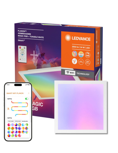 OPRAWA SMART WIFI PLANON MAGIC 450X450 24W 1900LM RGB TW PANEL 