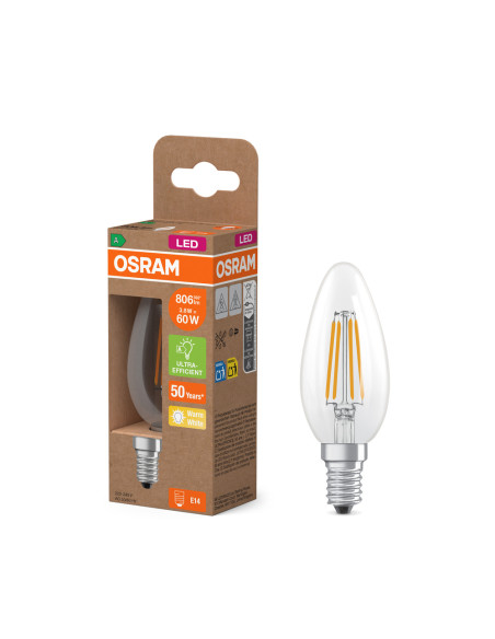 ŻARÓWKA LED ENERGY CLASS CLB60 3,8W 2700K ciepła biała E14 806LM FIL EE  KLASA A 