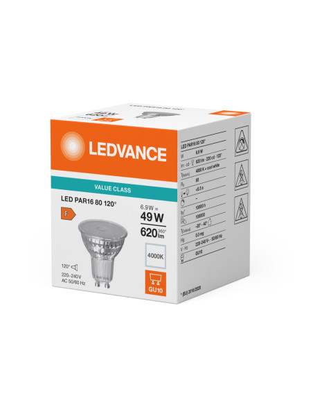 ŻARÓWKA LED VALUE CLASS SPOT PAR16 GL 80 49 120° 6,9W 4000K neutralna biała GU10 620LM  