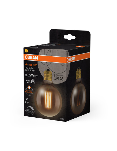 ŻARÓWKA LED 1906 VINTAGE LED GLOB95 GOLD55 DIM 6,5W/824 FIL 725LM E27 