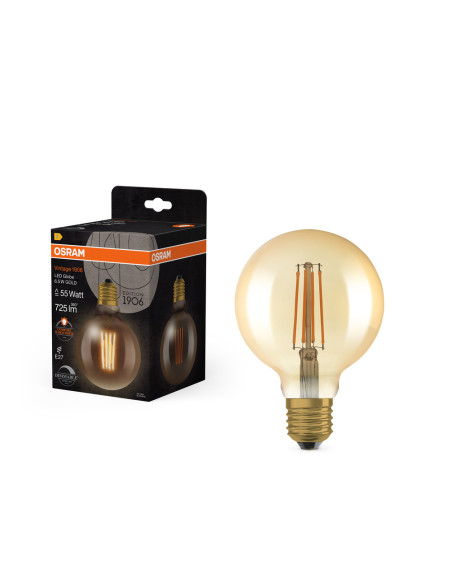 ŻARÓWKA LED 1906 VINTAGE LED GLOB95 GOLD55 DIM 6,5W/824 FIL 725LM E27 