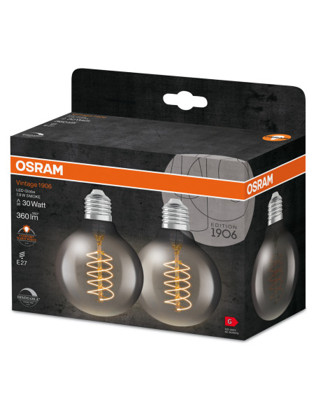 ŻARÓWKA LED 2-PAK 1906 VINTAGE LED GLOBE80 DIM SMOKE30 7,8W/818 SFIL 360LM E27 