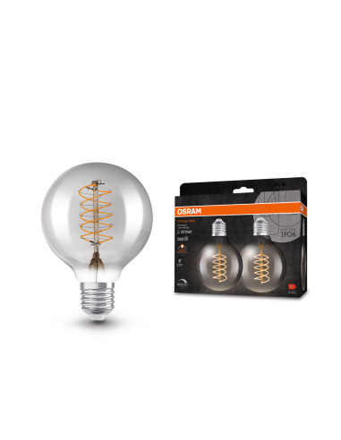 ŻARÓWKA LED 2-PAK 1906 VINTAGE LED GLOBE80 DIM SMOKE30 7,8W/818 SFIL 360LM E27 