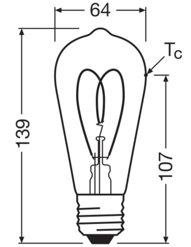 ŻARÓWKA LED 1906 VINTAGE LED EDISON 40 HEART FILAMENT DIM 4,9W 2200K CLEAR E27 