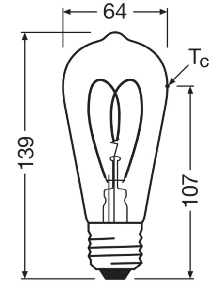 ŻARÓWKA LED 1906 VINTAGE LED EDISON 40 HEART FILAMENT DIM 4,9W 2200K CLEAR E27 
