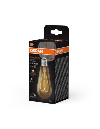 ŻARÓWKA LED 1906 VINTAGE LED EDISON 40 HEART FILAMENT DIM 4,9W 2200K CLEAR E27 