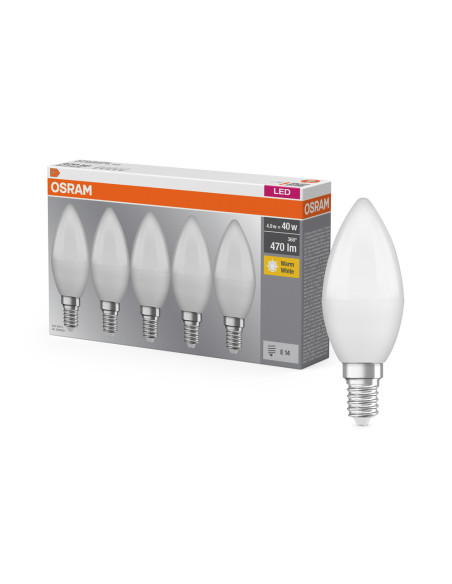  ŻARÓWKA LED  5-PAK LED BASE CLB40 4,9W 2700K ciepła biała E14 FR FS5 