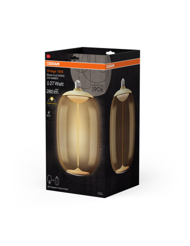 ŻARÓWKA LED 1906 VINTAGE LED MAGNETIC BIG ELIPSE OVAL AMBER27 FIL 4W 2700K 280LM E27 