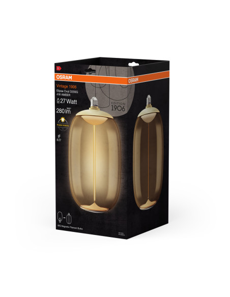 ŻARÓWKA LED 1906 VINTAGE LED MAGNETIC BIG ELIPSE OVAL AMBER27 FIL 4W 2700K 280LM E27 