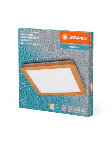 PLAFON ŁAZIENKOWY LED ORBIS DISC 30X30CM 22W CLICK CCT IP44 WOOD DECOR 