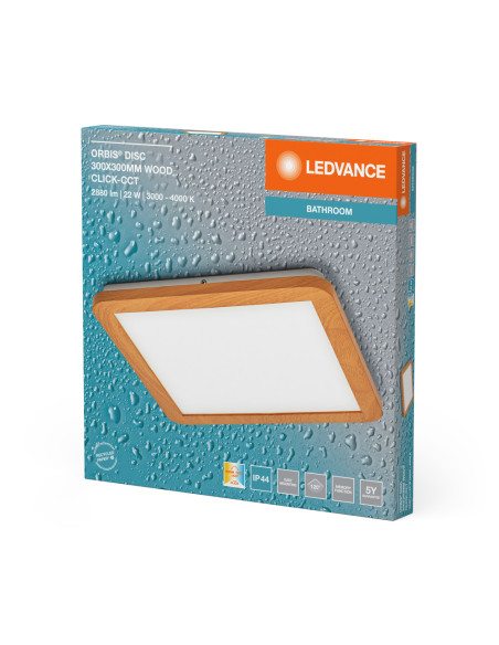 PLAFON ŁAZIENKOWY LED ORBIS DISC 30X30CM 22W CLICK CCT IP44 WOOD DECOR 