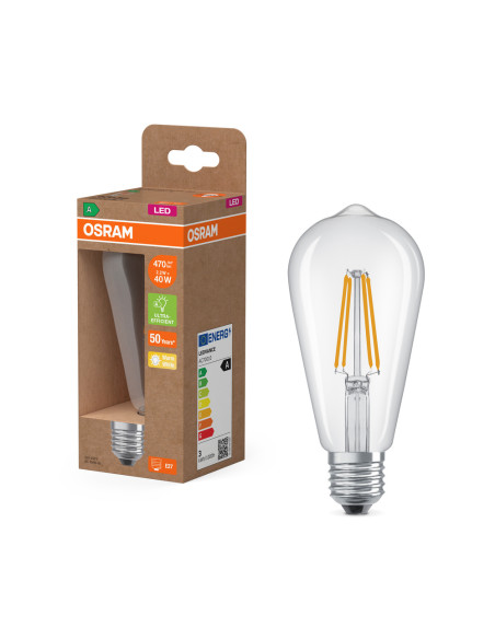 ŻARÓWKA LED ENERGY CLASS EDISON 40 2,2W 2700K ciepła biała E27 470LM FIL EE  KLASA A 