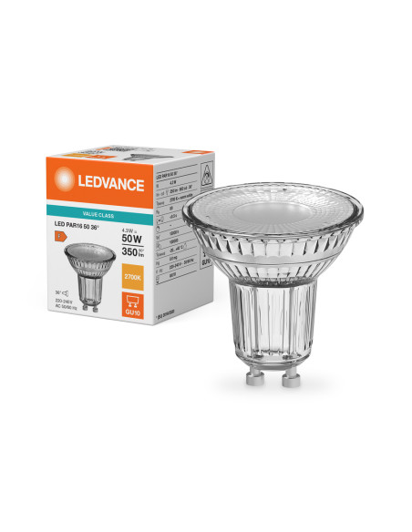 ŻARÓWKA LED VALUE CLASS SPOT PAR16 GL 50 36° 4,3W 2700K ciepła biała GU10 350LM 