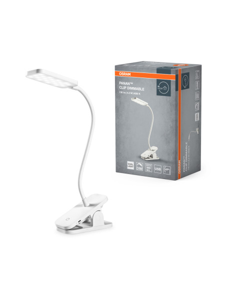 LAMPKA BIURKOWA PANAN CLIP SQUARE DIM 4000K USB BIAŁA 