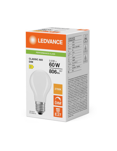 ŻARÓWKA LED P CLA60 DIM 5,9W 2700K ciepła biała E27 FIL FR 806LM  