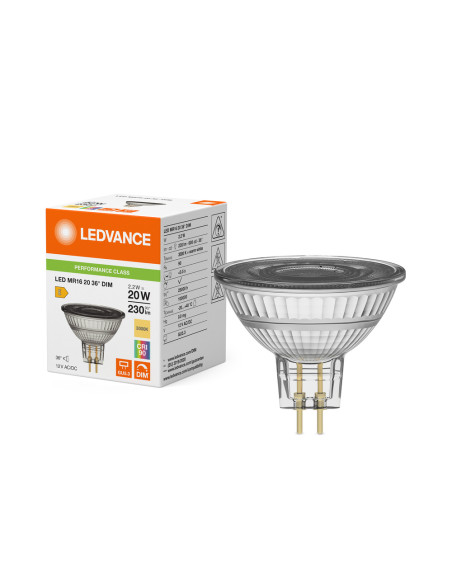 ŻARÓWKA LED P SPOT MR16 GL 20 36° DIM 2,2W 3000K ciepła biała CRI90 GU5.3 12V 230LM 