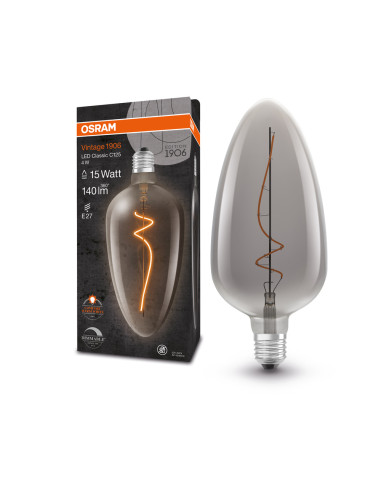 ŻARÓWKA LED 1906 VINTAGE LED CLASSIC A125 DIM 15 4W/818 140LM FIL SMOKE 