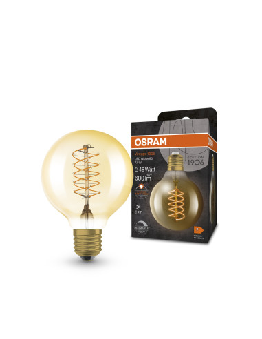 ŻARÓWKA LED 1906 VINTAGE LED GLOBE80 DIM GOLD48 7W/822 SFIL 600LM E27 