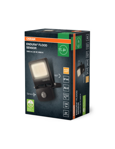NAŚWIETLACZ ENDURA FLOOD SENSOR 20W 3000K ciepła biała 1900LM PCR DG 
