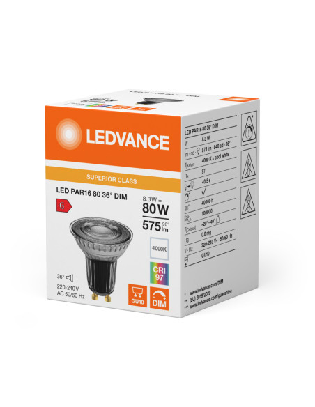 ŻARÓWKA LED S SPOT PAR16 GL 80 36° DIM 8,3W 4000K neutralna biała CRI90 GU10 575LM 