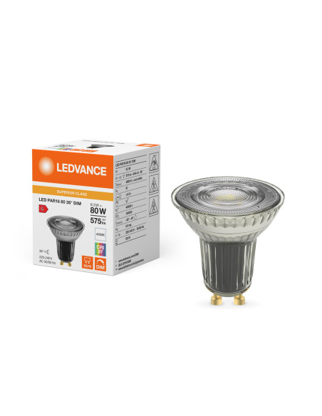 ŻARÓWKA LED S SPOT PAR16 GL 80 36° DIM 8,3W 4000K neutralna biała CRI90 GU10 575LM 
