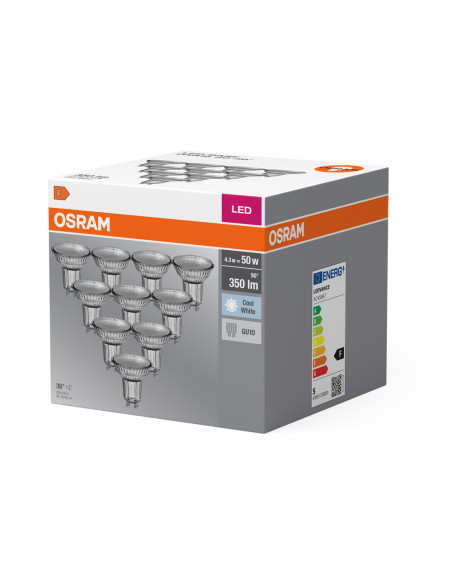  ŻARÓWKA LED  10-PAK LED BASE PAR16 50 36 4.3W 4000K neutralna biała 230V GU10 FS10 